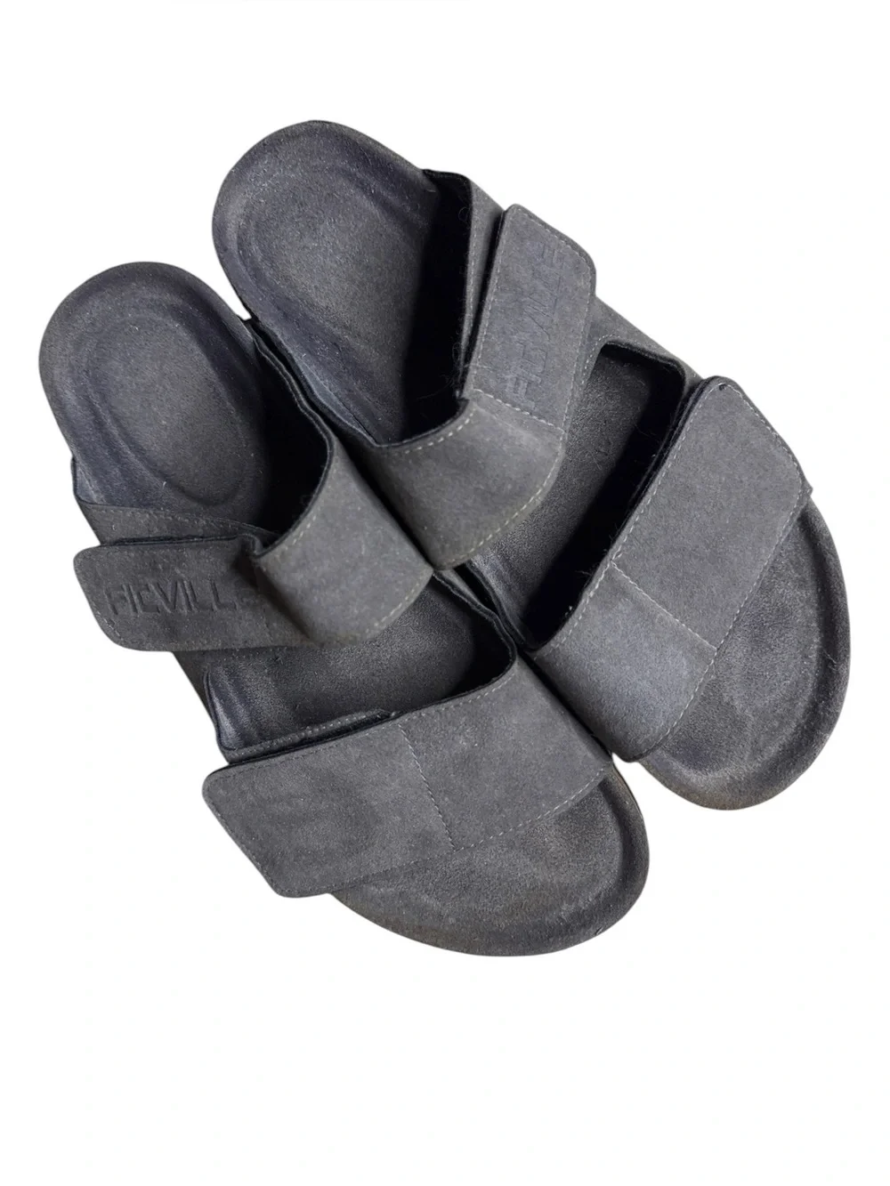 FitVille Grey Suede Arch Support Sandals Men's Size 10-10.5 Adjustable Straps